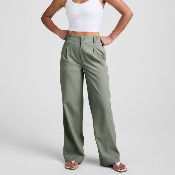 NWT Status Wide Leg Trouser in Grey/Sage - Picture 1 of 4
